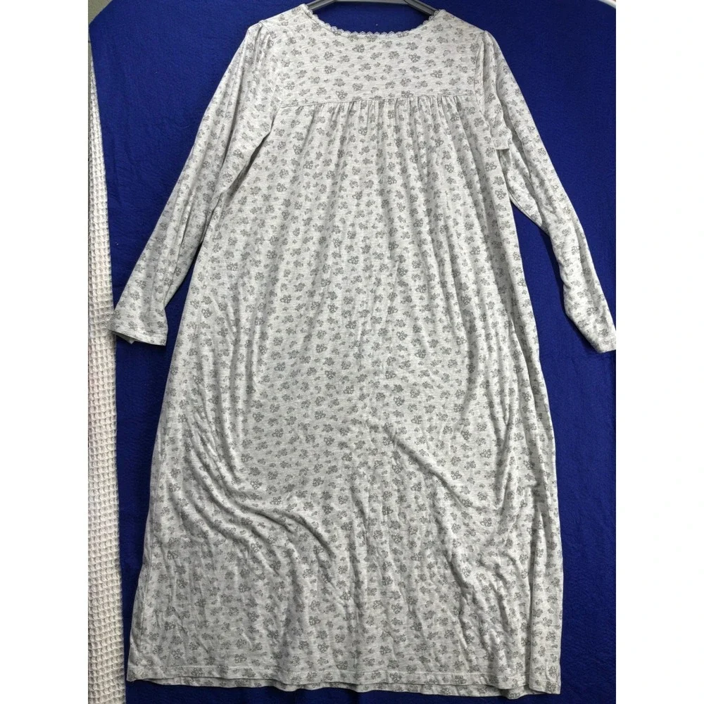 Cottagecore Womens Unbranded Floral Lace Trim Nightgown L Grey Pink